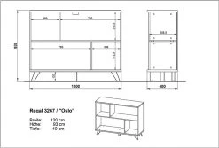 Boekenkast Ousmane 120cm Met 4 Opbergvakken - Wit/eik -Collectie Slaapkamermeubels MA 3267 BEM 2282