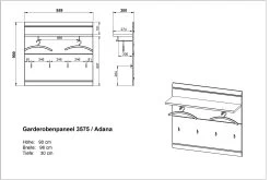 Kapstokpaneel Allan H90 - Wit -Collectie Slaapkamermeubels MA 3575 BEM fba7