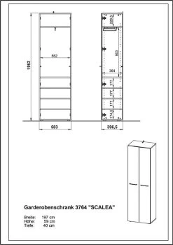 Garderobekast Scifo 59cm Met 2 Deuren - Wit -Collectie Slaapkamermeubels MA 3764 BEM 29ee