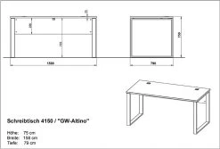 Bureau Aldo 158cm - Grijs/basalt 14 Bureau Aldo 158cm - Grijs/basalt -Collectie Slaapkamermeubels MA 4150 BEM 71ab