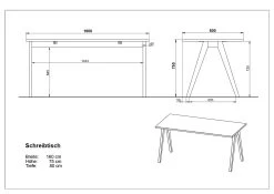 Bureau Hercules 160cm - Wit/eik -Collectie Slaapkamermeubels MA 4173 BEM 113f