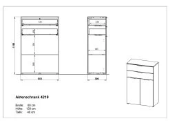 Lage Archiefkast Anaelle 80cm Met 2 Deuren & 2 Lades - Wit/walnoot -Collectie Slaapkamermeubels MA 4219 BEM 9efa