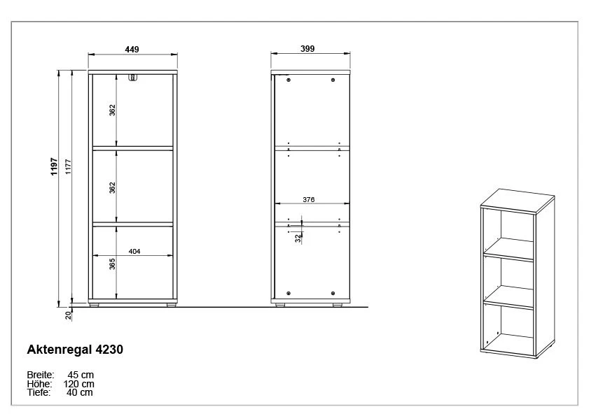 Lage Boekenkast Osmond 45cm - Grafiet/eik 5 Lage Boekenkast Osmond 45cm - Grafiet/eik - Afbeelding 3