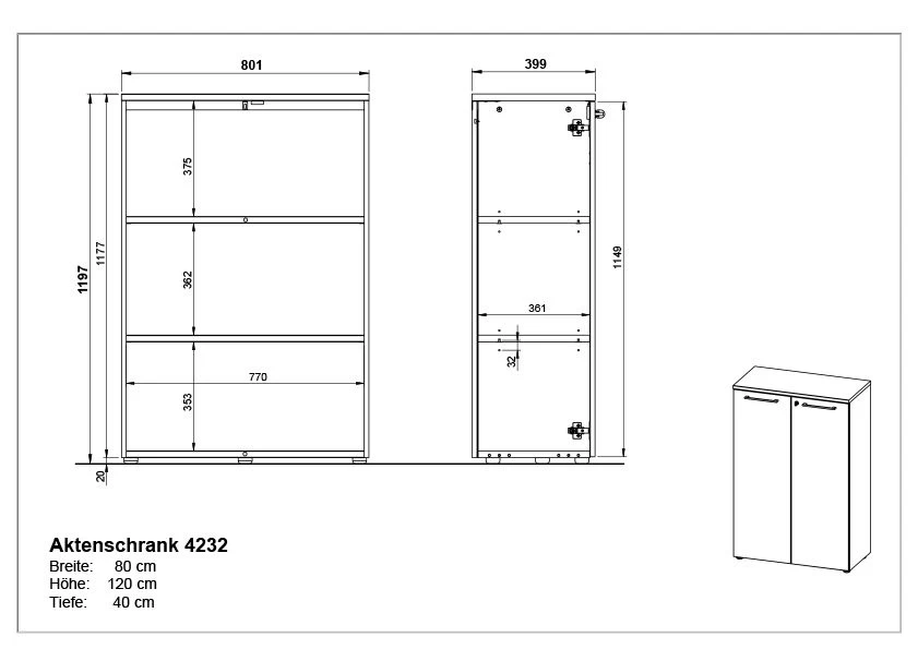 Lage Archiefkast Osmond 80cm Met 2 Deuren - Lichtgrijs 6 Lage Archiefkast Osmond 80cm Met 2 Deuren - Lichtgrijs - Afbeelding 4