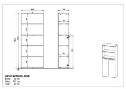 Archiefkast Osmond 80cm Met 2 Deuren & 2 Open Vakken - Lichtgrijs -Collectie Slaapkamermeubels MA 4236 BEM 2509