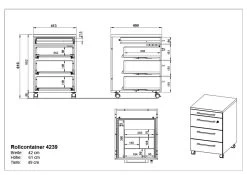 Ladeblok Osmond 4 Lades - Eik/grafiet -Collectie Slaapkamermeubels MA 4239 BEM 9c74
