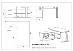 Hoekbureau Osmond 159x140 - Eik/grafiet -Collectie Slaapkamermeubels MA 4243 BEM 5878