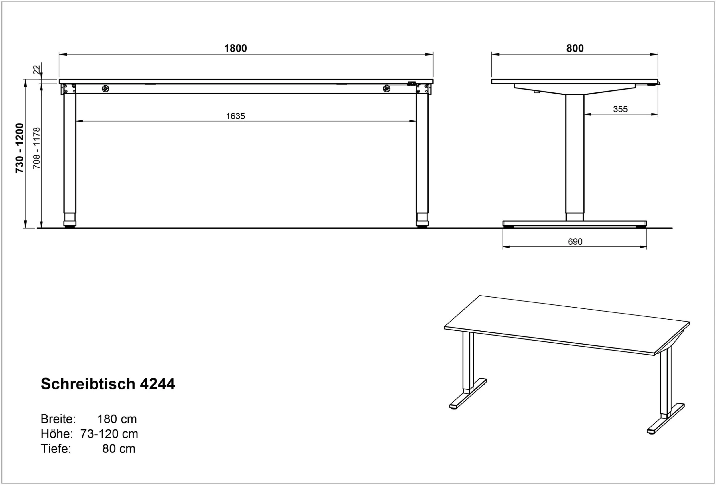 Zit-sta Bureau Osmond 180cm Elektrisch Verstelbaar - Eik/zwart 5 Zit-sta Bureau Osmond 180cm Elektrisch Verstelbaar - Eik/zwart - Afbeelding 3