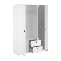 Kledingkast Minty 137cm, 3 Deuren & 2 Lades - Wit -Collectie Slaapkamermeubels MINKEE 6482 A3PT OUV C 14db