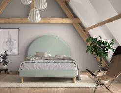 Gestoffeerd Bed Maeva 140x200cm Met Twee Nachttafeltjes - Groene Bouclé Stof -Collectie Slaapkamermeubels MNBE1493 2 9e1d bab9