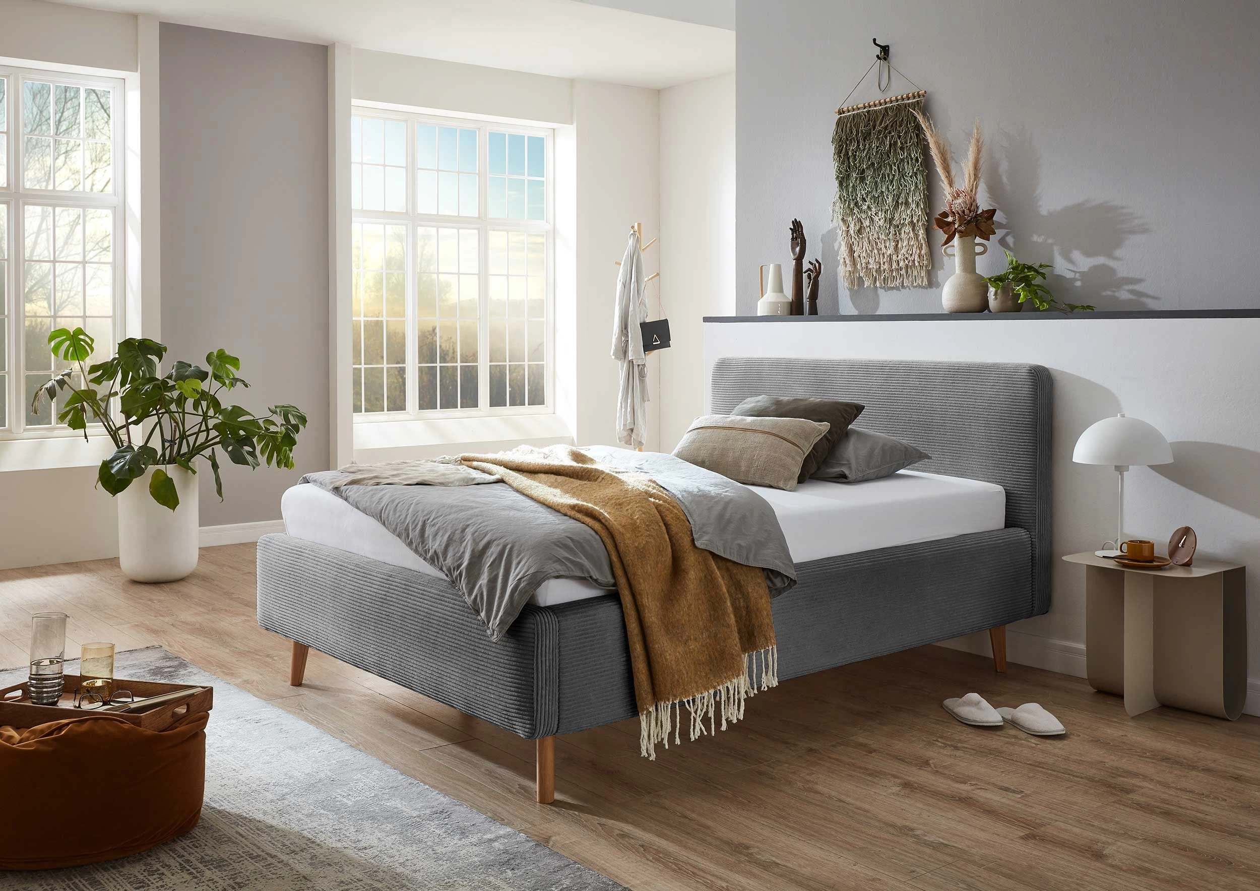 Bed Madras 140x200cm Met Opbergruimte Ribfluweel - Grijs 4 Bed Madras 140x200cm Met Opbergruimte Ribfluweel - Grijs - Afbeelding 2