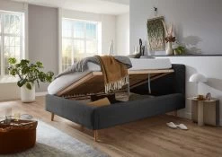 Bed Madras 140x200cm Met Opbergruimte Ribfluweel - Antraciet -Collectie Slaapkamermeubels Mattis BK Poso 34 anthrazit BK offen 11113 22 d4e4