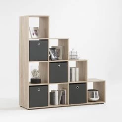 FMD Opbergrek Mega 10 Vakken - Bruine Eik