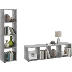 FMD Opbergrek Mega 4 Vakken - Beton -Collectie Slaapkamermeubels Mega 4 Beton uitgesneden d6dd