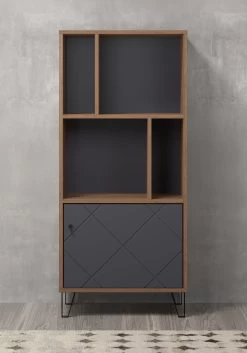 Opbergkast Montez | 63 X 40 X 136 Cm | Antraciet Front 14 Opbergkast Montez | 63 X 40 X 136 Cm | Antraciet Front -Collectie Slaapkamermeubels Montez WO 2102 146 C4 frontal 20220803 ff0d