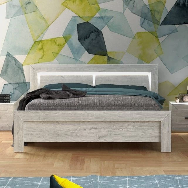 Bed Neal 140x200 Met Verlichting - Grijze Eik 3 Bed Neal 140x200 Met Verlichting - Grijze Eik