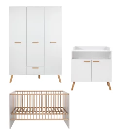 Babykamerset Mats | Bed, Kledingkast, Luiertafel | Wit