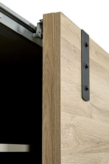 Kledingkast Nour 188cm Met Spiegel - Eik/zwart 6 Kledingkast Nour 188cm Met Spiegel - Eik/zwart - Afbeelding 4