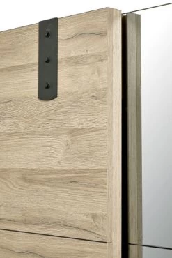 Kledingkast Nour 245cm Met Spiegel - Eik/zwart -Collectie Slaapkamermeubels Nora kast 245 detail 2 3e1c