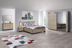 Kledingkast Nour 245cm Met Spiegel - Eik/zwart -Collectie Slaapkamermeubels Nora slpk 245 fe5b