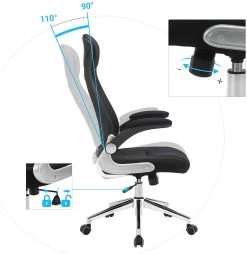 Songmics Bureaustoel Xavi - Zwart -Collectie Slaapkamermeubels OBN86BK 4 6f94