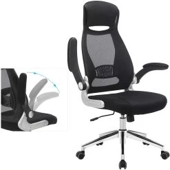 Songmics Bureaustoel Xavi - Zwart -Collectie Slaapkamermeubels OBN86BK 6 558b