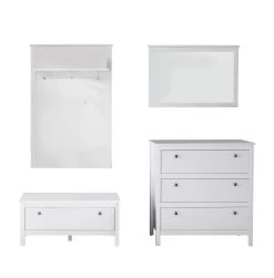 Garderobecombinatie Ole | Paneel, Spiegel, Ladekast En Bank | Wit -Collectie Slaapkamermeubels Ole GD 1839 916 01 frontal Freisteller 20180702 39a6