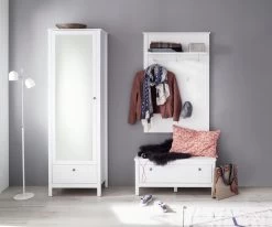 Garderobecombinatie Ole | Paneel, Kolomkast Met Spiegel En Bank | Wit -Collectie Slaapkamermeubels Ole GD 1839 918 01 frontal D 20180702 0bb1