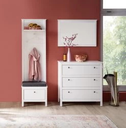 Garderobecombinatie Ole | Paneel, Bank Ladekast En Spiegel | Wit -Collectie Slaapkamermeubels Ole GD 1839 926 01 frontal D 20180702 682d