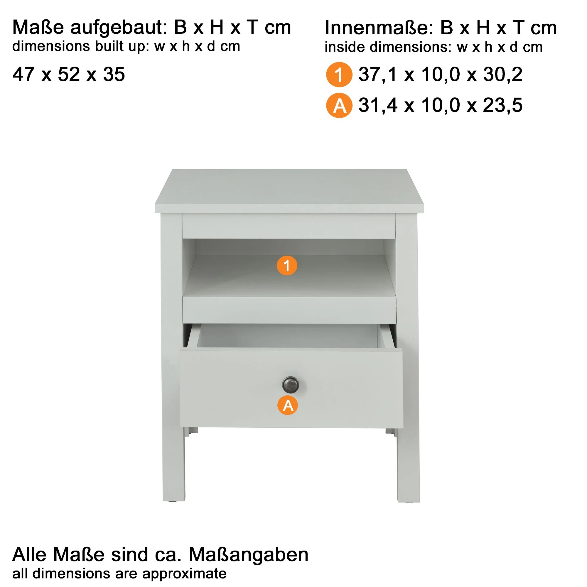 Nachtkastje Ole | 47 X 35 X 52 Cm | Wit 6 Nachtkastje Ole | 47 X 35 X 52 Cm | Wit - Afbeelding 4