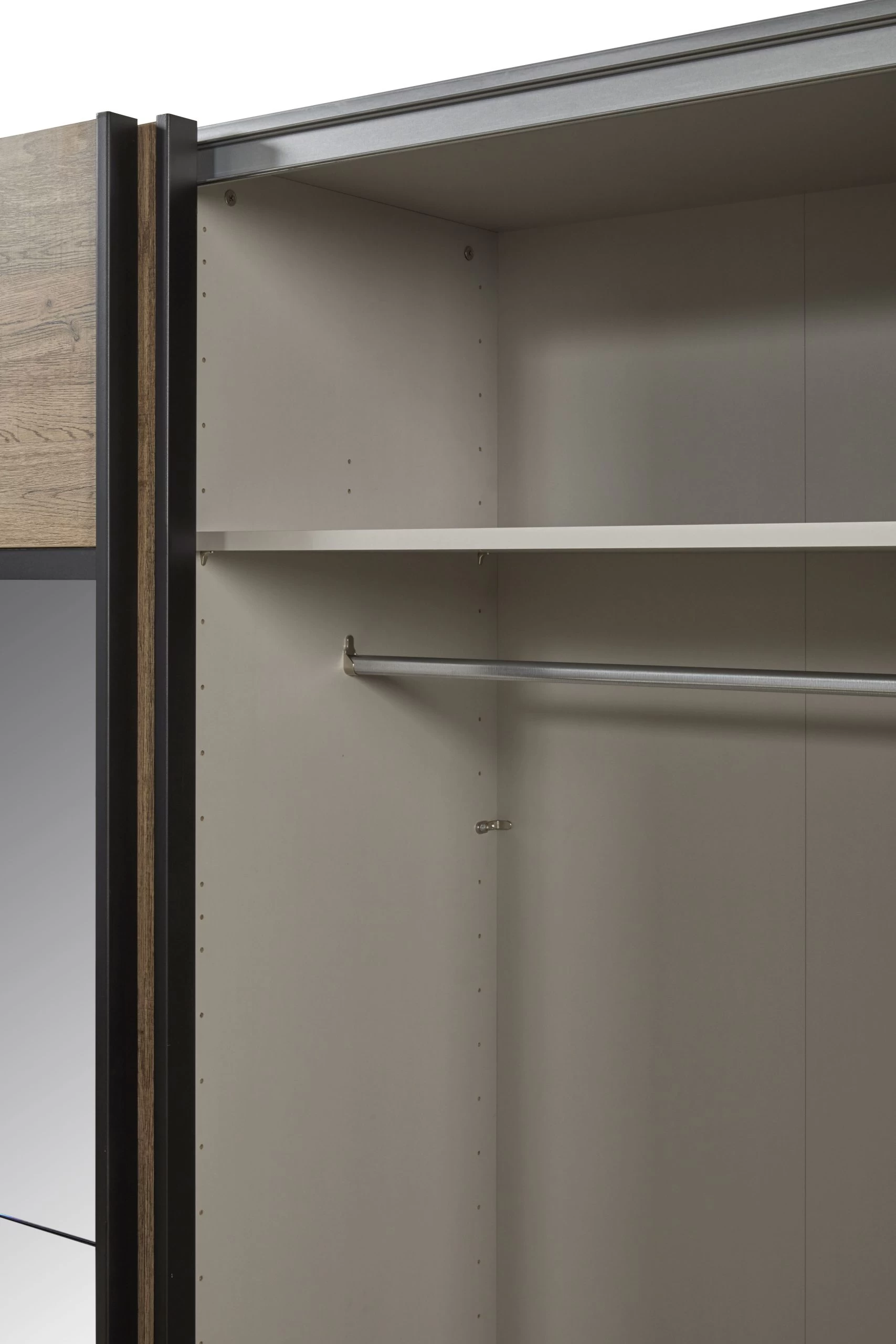 Kledingkast Anelia 245cm Met Spiegel - Eik/zwart 12 Kledingkast Anelia 245cm Met Spiegel - Eik/zwart - Afbeelding 10