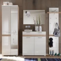 Garderobeset Set-One | Paneel, Spiegel, Opberg- En Kledingkast | Licht-eiken Kleur