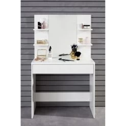 Make-uptafel Basix | 85 X 40 X 141 Cm | 100% Melaminegecoat | Wit