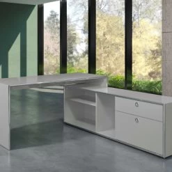 Bureauset Infinity | Bureautafel En Opbergruimte | Light Grey