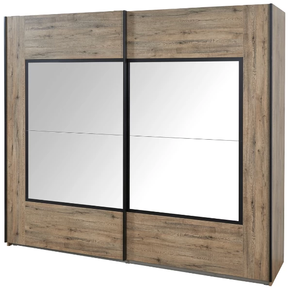 Kledingkast Anelia 245cm Met Spiegel - Eik/zwart 15 Kledingkast Anelia 245cm Met Spiegel - Eik/zwart - Afbeelding 13