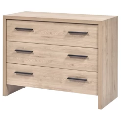 Commode Lavio 110cm Met Drie Lades - Eikdecor/zwart