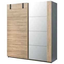 Kledingkast Nour 188cm Met Spiegel - Eik/zwart 17 Kledingkast Nour 188cm Met Spiegel - Eik/zwart -Collectie Slaapkamermeubels Ontwerp zonder titel 5 edd9