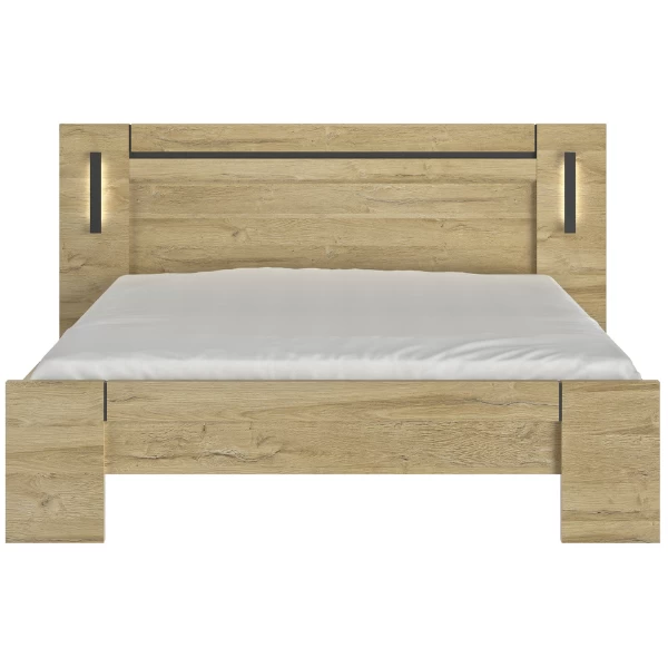 Tweepersoonsbed Soren 160x200cm Met Verlichting - Eik 3 Tweepersoonsbed Soren 160x200cm Met Verlichting - Eik