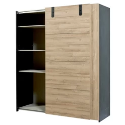 Kledingkast Nour 188cm Met Spiegel - Eik/zwart 16 Kledingkast Nour 188cm Met Spiegel - Eik/zwart -Collectie Slaapkamermeubels Ontwerp zonder titel 6 31e0