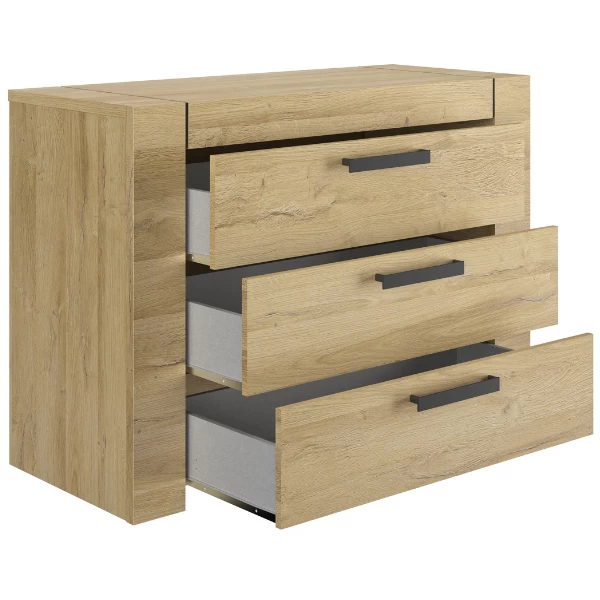 Commode Soren 116x48x81cm 3 Lades - Eik 7 Commode Soren 116x48x81cm 3 Lades - Eik - Afbeelding 5