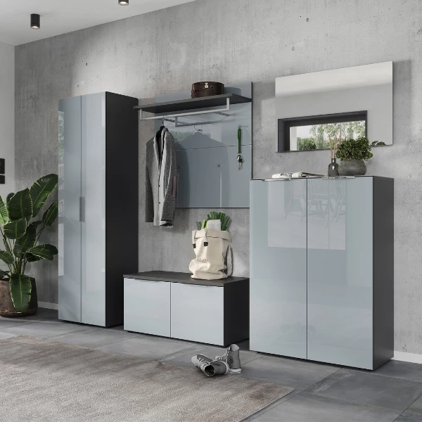 Kledingkast Elio Met Kledingroede En 5 Legplanken - Antraciet/zilvergrijs 6 Kledingkast Elio Met Kledingroede En 5 Legplanken - Antraciet/zilvergrijs - Afbeelding 4