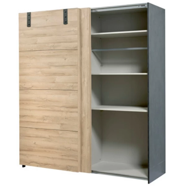 Kledingkast Nour 188cm Met Spiegel - Eik/zwart 8 Kledingkast Nour 188cm Met Spiegel - Eik/zwart - Afbeelding 6