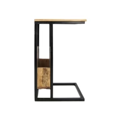Bijzettafel Rick 68cm Met Magazinehouder – Mangohout/ijzer -Collectie Slaapkamermeubels Ontwerp zonder titel 80 141a