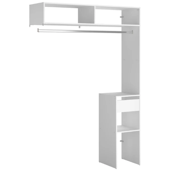 Kledingkast Botan 140cm, 1 Lade & 1 Kledingroede - Wit 4 Kledingkast Botan 140cm, 1 Lade & 1 Kledingroede - Wit - Afbeelding 2