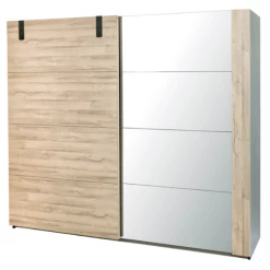 Kledingkast Nour 245cm Met Spiegel - Eik/zwart -Collectie Slaapkamermeubels Ontwerp zonder titel 8 e465