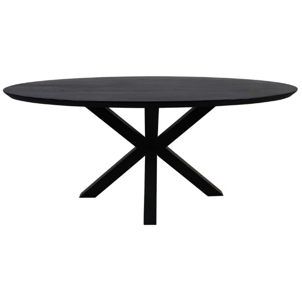 Eettafel Luzern 200x100cm Acaciahout En Metaal - Zwart 3 Eettafel Luzern 200x100cm Acaciahout En Metaal - Zwart