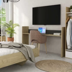 Bureau Op Wielen Portia 175x40x97 - Eik/antraciet -Collectie Slaapkamermeubels Ontwerp zonder titel 2022 04 11T164355.097 fbd9