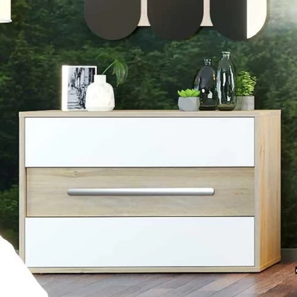 Commode Avalon 120cm 3 Lades - Eik/wit 3 Commode Avalon 120cm 3 Lades - Eik/wit