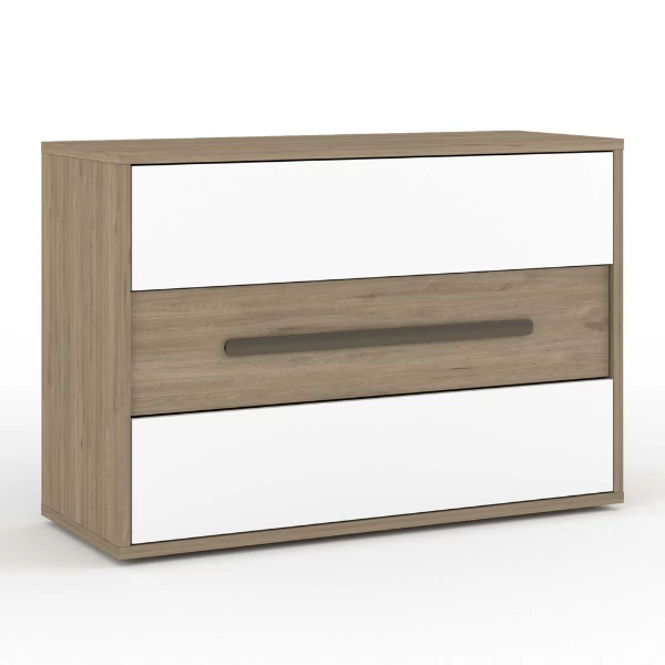 Commode Avalon 120cm 3 Lades - Eik/wit 6 Commode Avalon 120cm 3 Lades - Eik/wit - Afbeelding 4