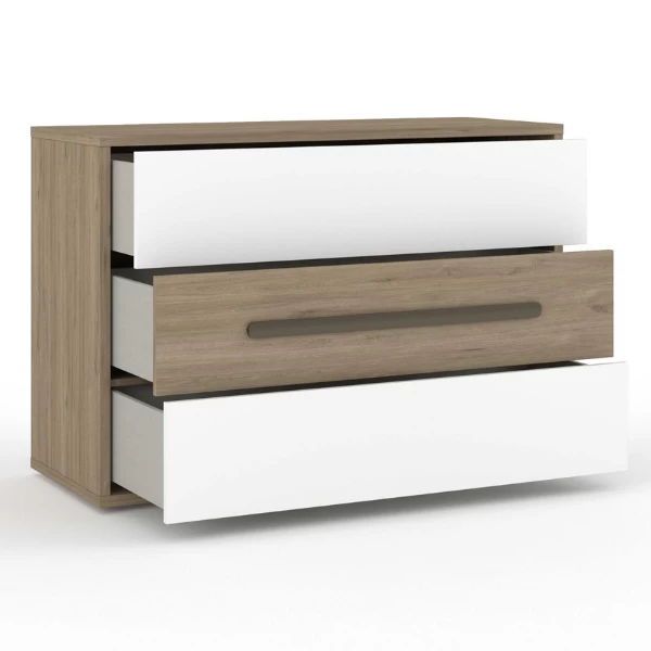Commode Avalon 120cm 3 Lades - Eik/wit 7 Commode Avalon 120cm 3 Lades - Eik/wit - Afbeelding 5